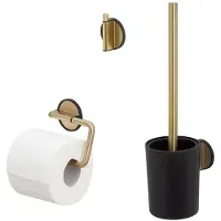 Tiger Toiletaccessoiresset Tune Met Toiletborstel, Toiletrolhouder en Handdoekhaak Geborsteld Messing - Zwart