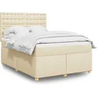 vidaXL Boxspring met matras stof crèmekleurig 140x190 cm