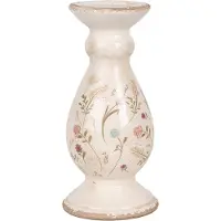 Clayre & Eef Kandelaar Ø 12x26 cm Beige Keramiek Bloemen