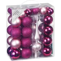 Inge-glas Inge Christmas Goods Kerstballen - 47st - kunststof mix roze 4-6cm