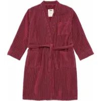 OAS Badjas Botanico Striped Velour Robe Rood Unisex-L/XL