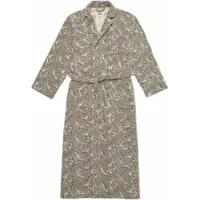 OAS Badjas Ivory Squiggle Long Robe Grijs Unisex-S/M
