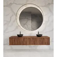 Gliss Design Heronimus badmeubel met ribbelfront 200cm met 2 lades walnut