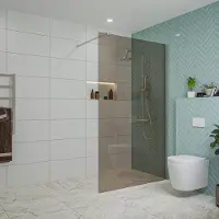 FortiFura Galeria inloopdouche - 120x200cm - rookglas - wandarm - Geborsteld RVS PVD (RVS) SW797944/SW797908