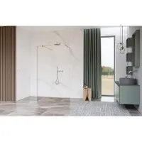FortiFura Galeria Vrijstaande Inloopdouche - 120x200cm - Helder - antikalk - 8mm veiligheidsglas - wandsteunen - Geborsteld RVS PVD (RVS) SW927769 2x/SW797917