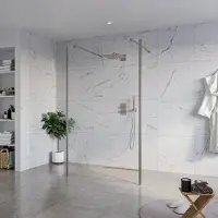 FortiFura Galeria Vrijstaande Inloopdouche - 120x200cm - Helder - antikalk - 8mm veiligheidsglas - 2 zijwanden 40cm - wandsteunen en hoekprofielen - Geborsteld Gunmetal PVD SW927771