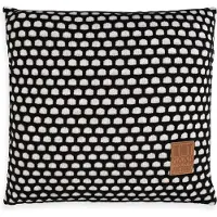 Knit Factory Mila Sierkussen - Vierkant kussen - Kussen woonkamer - Bank kussen - Decoratie kussen - Beige/Zwart - 50x50 cm - Kussenhoes inclusief kussenvulling