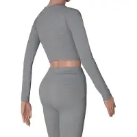 Xtreme - Sport crop top dames - Lange mouwen - Grijs - M - 1-Stuk - Sport top dames long sleeve
