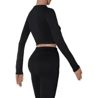 Xtreme - Sport crop top dames - Lange mouwen - Zwart - L - 1-Stuk - Sport top dames long sleeve