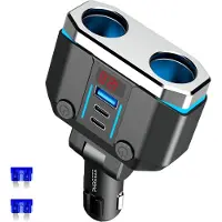 Phreeze 120w Autolader - Sigarettenaansteker Splitter - 1x usb 2x usb-C 12/24 V - Oplader Auto Snellader - LED met spanningsmeter