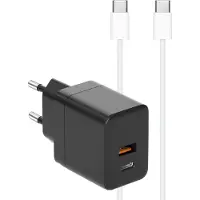 Phreeze Dual usb C Snellader Set - Usb-C naar usb-C Kabel 1 Meter - 35w - Geschikt voor S24,S23, S22, S21, S20 series en A73, A53, A13, A23 series - Power Delivery & PPS Fast Charging