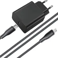 Phreeze 45w Oplader usb C + Kabel geschikt iPhone X / 11 / 12 / 13 / 14 - Lightning naar usb-C kabel - Oplader geschikt voor iPhone - 45w Power Adapter - 2 Meter