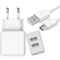Phreeze Adapter met 2 usb Poorten + usb naar Type C Kabel - 2 Meter - Oplader A54,A53,A52,A13,A14,A22,A23,A24 - 12w Snellader - Wit