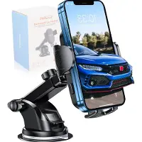 Phreeze GSM Houder Auto - Klemt Vanzelf Vast - Sterke Grip - Met Drukknop - Voor Voorruit en Raam - Verstelbaar - Universeel - Zwart