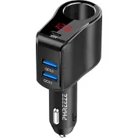 Phreeze 120w Autolader - Sigarettenaansteker Splitter - 2x usb 1x usb-C 12V (120w) 24V (200w) - Oplader Auto Snellader - LED met spanningsmeter