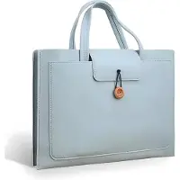 Phreeze Laptoptas - 14 tot 16 inch - 3 Vakken - Vegan Leer - Laptophoes - Laptop Tas - XPS 15, Acer, Lenovo, ASUS, MacBook Air, Pro, Samsung, ChromeBook - Lichtblauw