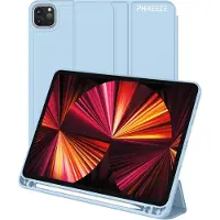 Phreeze Hoes geschikt voor iPad Pro 11 inch 2024 (7e generatie) - Hoes geschikt voor iPad Pro met Pencil Vak - Draaibare Tri Fold Hoesje geschikt voor iPad Pro 7 11-inch met M4 Chip Case - Donker Blauw