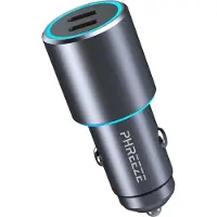 Phreeze 40w Autolader usb C met 2 Poorten - Usb-C Snellader Auto Sigarettenaansteker - Metalen Behuizing - Universeel