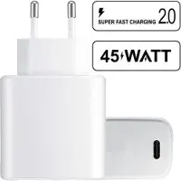 Phreeze usb-C Adapter - Super Fast Charge 2.0 - 45w - Wit - Snellader Lader Stekker Oplader voor S24,S23,S22, S21,S20,Note,Flip,Fold,3,4,5,A54