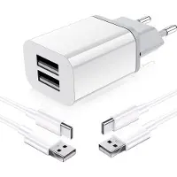 Phreeze Usb-C Oplader 5V 2.1A + 2x usb-C Kabels - Oplader voor Galaxy A15 / A25 / A35 / S21 / S22 / Flip 5 / Flip 6, Clara Colour / Libra Colour, Paperwhite 5 / Scribe, Pixel 7 / 8, Xperia 10 V