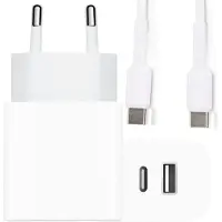 Phreeze Usb-C Adapter 20w - 2 Meter - Usb-C naar usb-C - Snellader - Oplader - 2 Poorten - Set