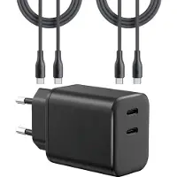 Phreeze Oplader geschikt voor Galaxy Z Fold 7, Z Fold 6, Z Fold 5, Z Flip 7, Z Flip 6, Z Flip 5 en Tab S10 Ultra, Tab S9 Ultra - 35w usb C Adapter Dubbel + usb C Kabel 3 Meter