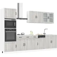 vidaXL 7-delig keukenkastenset Kalmar, grijs, Sonoma houtfineer