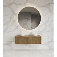 Gliss Design Heronimus badmeubel met ribbelfront 160cm met 2 lades castle brown
