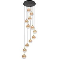 Lucide GISELA - Hanglamp - Ø 61 cm - LED Dimb. - 12x3,5W 2700K - Geschikt voor vide en hoge plafonds - Amber - Premium