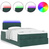 vidaXL Ottoman bed met matras en LED's 120x200cm fluweel donkergroen
