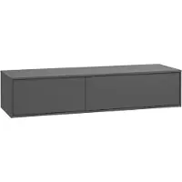 Vente-unique Hangend badkamermeubel - Antracietgrijs - L150 cm - ISAURE II