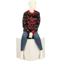 Apollo Kersttrui dames - kersttrui dames met lichtjes - Zwart - Maat L - kersttrui dames volwassen - kersttrui - kerst trui - kerst trui dames