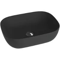 Domino COSTA - Opzetwastafel Rechthoek - 46cm - Zwart Mat - Dunne Rand - Modern Design - Zonder Kraangat