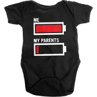 Hybris Romper Baby -6 maanden- I'm Fully Charged Zwart
