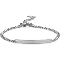 Key Moments 8KM-BC0089 Stalen armband - Dames - Plaat - LOVE YOU TO THE MOON AND BACK - 16,5 + 3 cm - Gourmetschakel - Staal