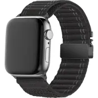 Bandz Nylon band 'Deluxe' met Parachute sluiting - geschikt voor Apple Watch Series 1/2/3/4/5/6/7/8/9/10/11/SE/SE2/SE3 - iWatch nylon bandje voor kleine maten: 38mm/40mm/41mm/42mm (zwart)