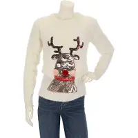 Apollo Kersttrui dames - Gebreide kersttrui - Wit - Maat M - kersttrui dames volwassen - kersttrui - kerst trui - kerst trui dames