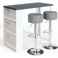 Vicco Bartafel set – 57 x 117 cm met 2 barkrukken Wit/Grijs
