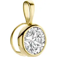 New Bling 9NBG-0207 Gouden Hanger- Dames - Zirkonia - 5 mm - Solitair - In Kastje Gezet - 14 Karaat - Goud