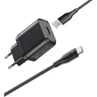 Phreeze Usb C oplader met kabel - 18w Quick Charge - 1 meter - Usb stekker geschikt voor Android smartphone / tablet / e-reader