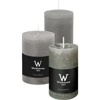 Wiedemann Cilinderkaarsen/stompkaarsen - set van 3 - rustieke kaars - lichtgrijs - 6x9/6x12/7x10 cm