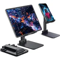 Phreeze Telefoonhouder Bureau - Telefoonstandaard - Opvouwbaar - Verstelbaar - Anti Slip - Voor Bureau en Bed - Universeel - Zwart
