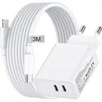 Phreeze Oplader kabel geschikt voor iPhone 12 Pro Max 13 Pro Max 14 Pro Max - Usb C naar Lightning Kabel 3 Meter - Usb C Adapter 35w GaN - Snellader Extra Lange Kabel
