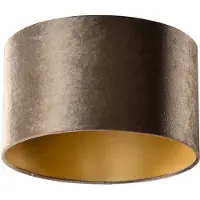 QAZQA Fluwelen lampenkap bruin met gouden binnenkant 35/35/20