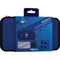 Konix Starter Kit - KONIX - Etui + Oortelefoon + Beschermend scherm + Doos - Blauw - Switch en Switch Lite - Officieel gelicenseerd door FFF