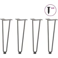 vidaXL Haarnadelpoten voor Salontafel 4 st 42 cm massief staal naturel
