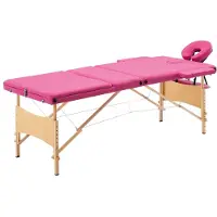 vidaXL Massagetafel inklapbaar 3 zones hout roze