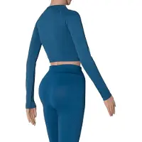 Xtreme - Sport crop top dames - Lange mouwen - Blauw - S - 1-Stuk - Sport top dames long sleeve