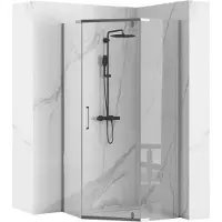 REA Axin Chrom 90X90 + Douchebak Diamond Black - 195 cm - Douchecabine - Vifjhoek - Chroom