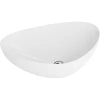 Domino Opzetwastafel TRIANGO Keramische Wastafel voor Badkamer en Gastentoilet - 590x390x135 mm - Wit Hoogglans - Wasbak met dunne rand - Keramik Waskom opbouw zonder kraangat en zonder overloop